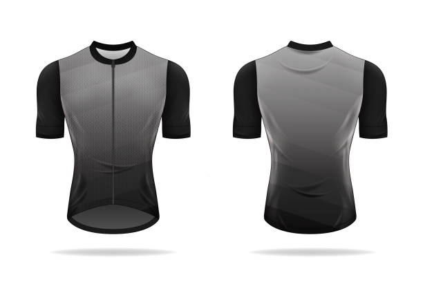 spezifikation radfahren jersey vorlage. mock-up sport t shirt rundhalsuniform für fahrradbekleidung. vector illustration design, separate arbeitsebenen . - short cycle stock-grafiken, -clipart, -cartoons und -symbole