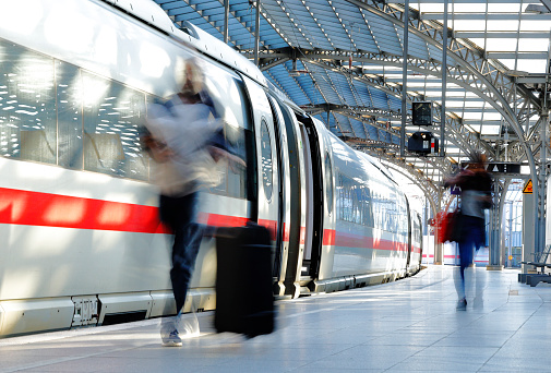 German ICE fast train on a platform