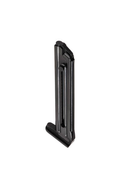 istock Handgun magazine on white surface. Clip for a modern semi-automatic pistol isolate on a white background. 1191402929