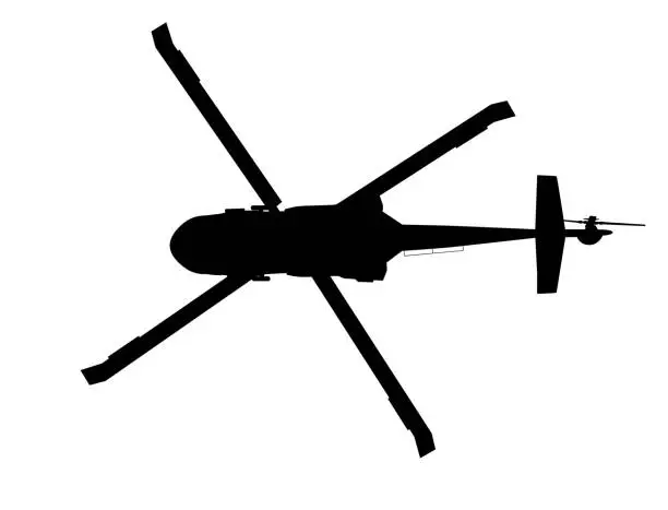 Vector illustration of Black hawk helicopter vector silhouette