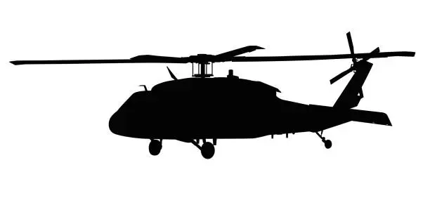 Vector illustration of Black hawk helicopter vector silhouette