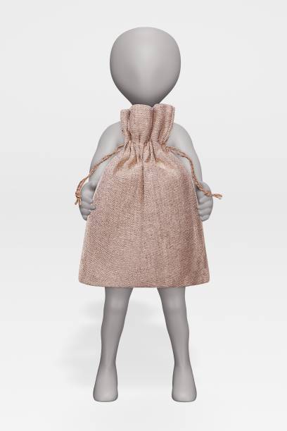 istock 3D Render of Cartoon Character with Jute Bag 1191409998