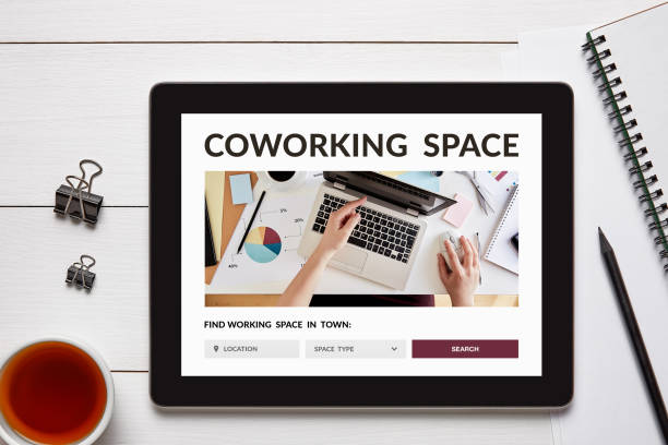 istock Coworking space concept on tablet screen 1191411950