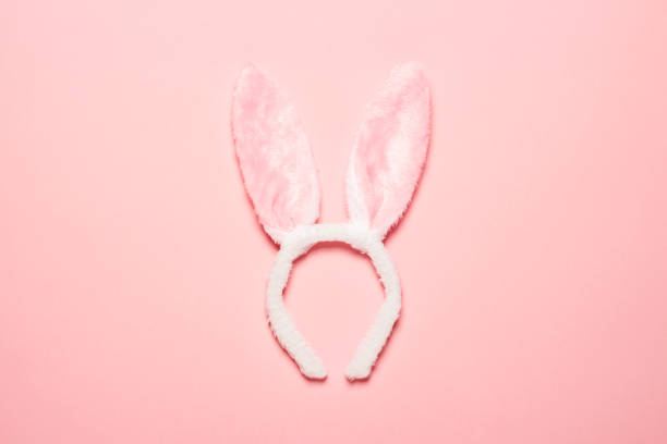 istock Bunny or hare ears on a pink background. Decoration for the head. Easter concept. Flat lay, top view 1191415715