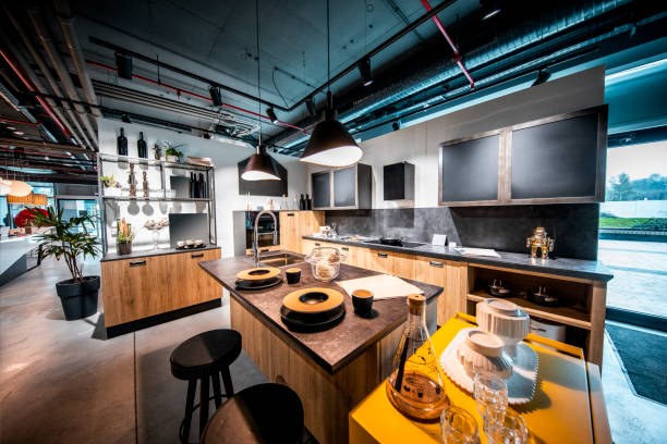 istock A Bauhaus kitchen style design displayed in a kitchen equipment store 1191416083