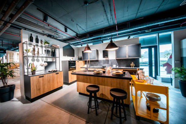 istock A modern kitchen design with warm earthly tones in a home improvement store 1191416137