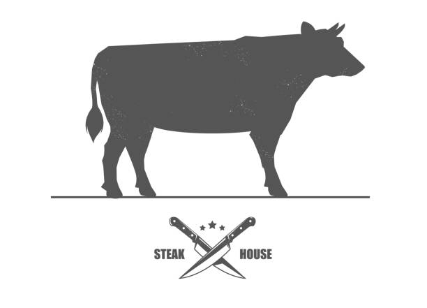 zuchtkuh. tierhaltung - steak meat strip steak restaurant stock-grafiken, -clipart, -cartoons und -symbole