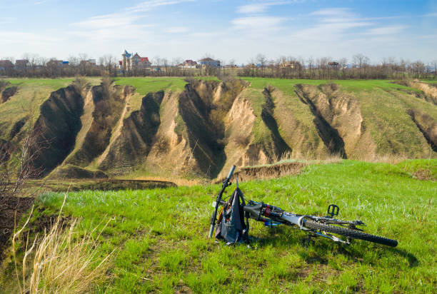 Bicycle in a short rest after hard trip.