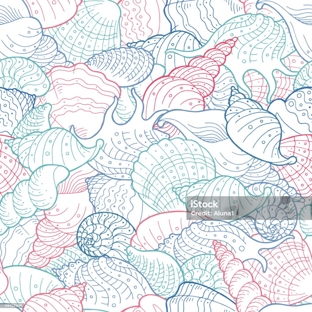 Shell Backround Draw Shell Graphic Color Seamless Pattern Background Sketch Illustration ...