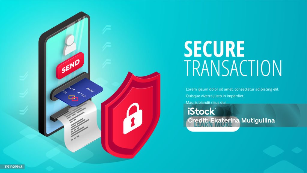 Secure Automatic Transaction Secure Transaction Banner Isometric Stock Illustration - Download Image ...