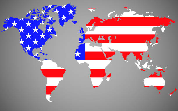 istock World map with flag United States of America 1191422562