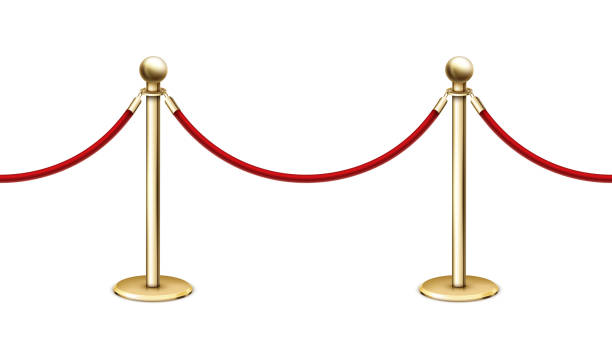 istock Vector realistic  seamless golden barrier rope barrier in a row with red velvet rope 1191423942
