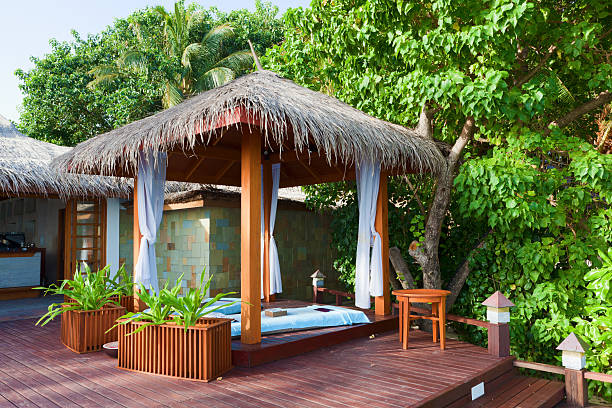 istock Blue summer house on the beach 119142619