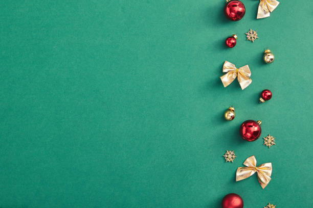 istock Christmas decoration frame on green background 1191427846