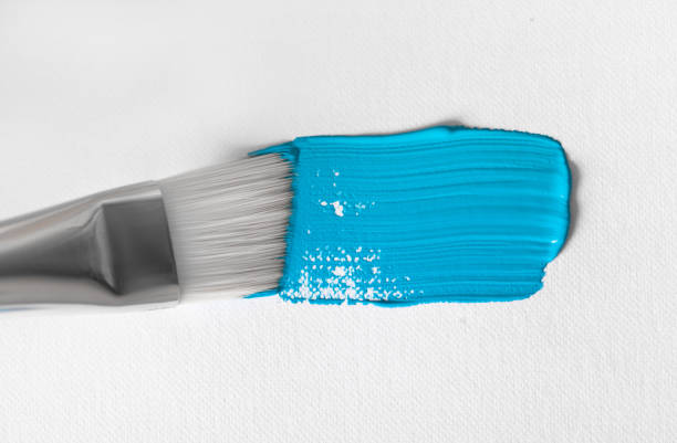 istock Blue color oil paint stroke on white background 1191429751