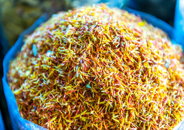Saffron spice in pot