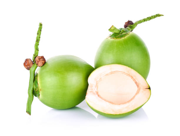 istock Green coconut isolated on white background 1191434554