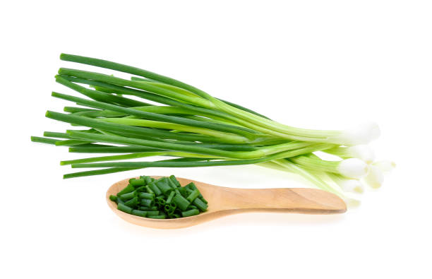 istock Green onion isolated on the white background 1191434771