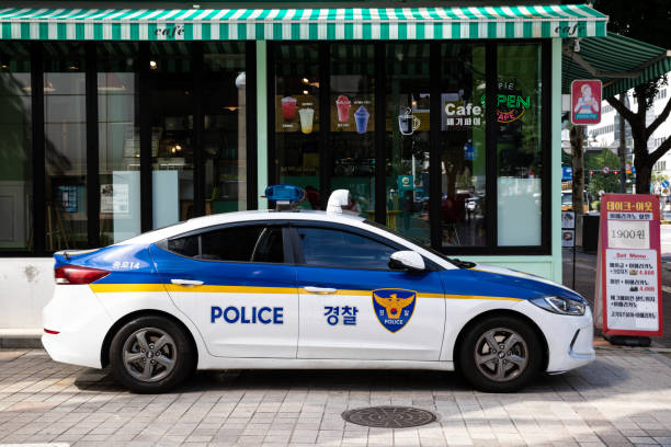 Shanghai, China - August 17, 2025 : A police car in Shanghai, China.
