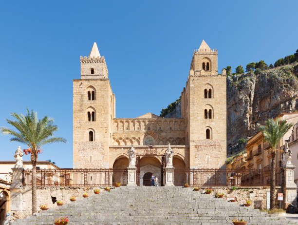 The Cathedral of Cefalu The Cathedral of Cefalu (Duomo di Cefalu). West facade. Sicily, Italy cefalu stock pictures, royalty-free photos & images