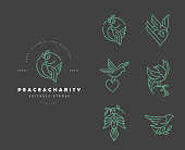 istock Vector icon and logo peace and charity. Editable outline stroke 1191442074