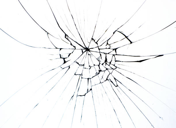 istock Broken glass on window isolated crack on white background. Cracks concept for design. 1191446907