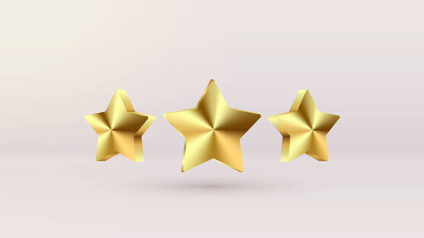 istock Vector Set of Three Ranking Stars. Trophy 3d star icon. Design elements for holidays, Game ui, award ceremony, leadership symbols 1191448440