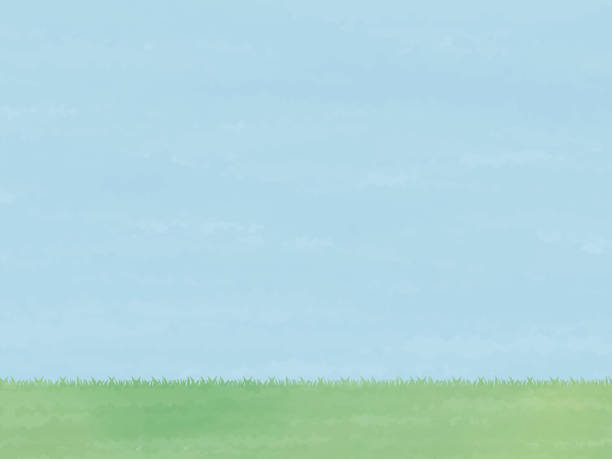 水彩テクスチャ背景画像空と草原バージョンの空 - 草原点のイラスト素材／クリップアート素材／マンガ素材／アイコン素材