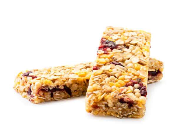 istock Two diet bars close up on a white. Isolated 1191452641