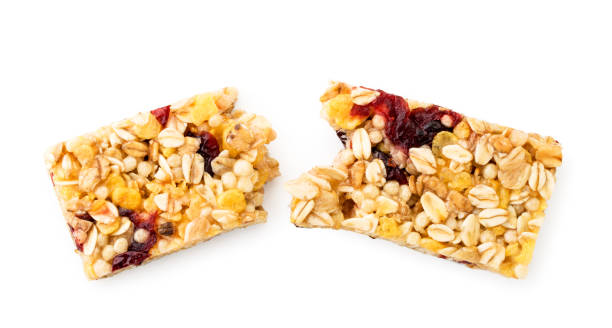 istock Diet bar broken in half on a white. The view of the top. 1191452698