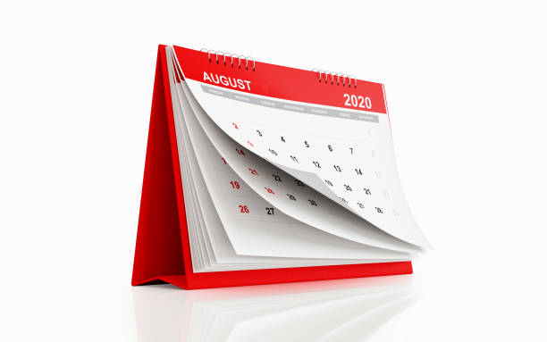 istock 2020 Monthly Red Desk Calendar: August 1191453911