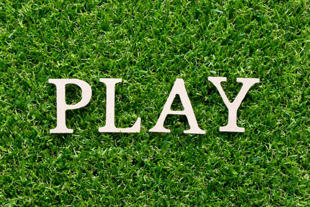 istock Wood alphabet in word play on artificial green grass background 1191454588
