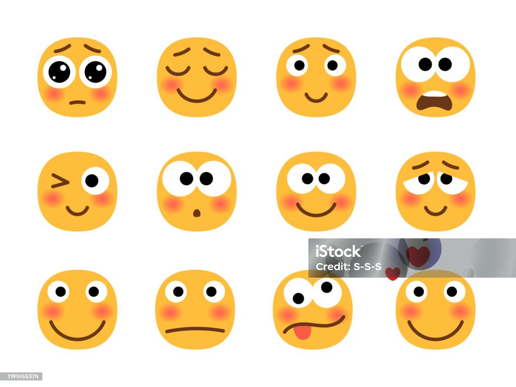 Embarrassed Emoji Set Stock Illustration - Download Image Now - Emoticon,  Caricature, Eye - iStock