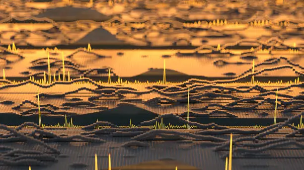 Photo of Visualization of audio wave 3D rendering illustration