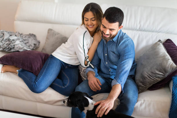 istock Young latin american couple at home 1191455732