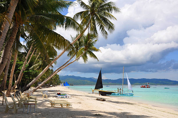 istock Beautiful white sand beach in Boracay 119145693