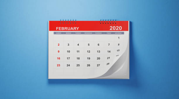 istock 2020 February Calendar on Blue Background 1191457667