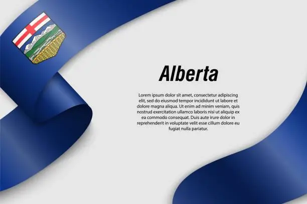 Vector illustration of Waving ribbon or banner with flag Province of Canada