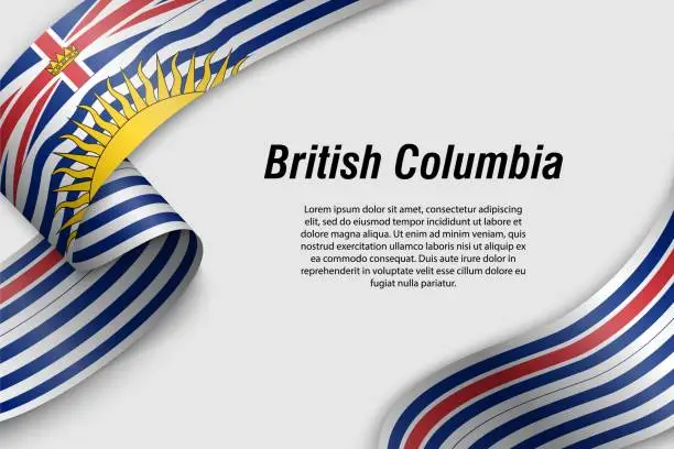 Vector illustration of Waving ribbon or banner with flag Province of Canada