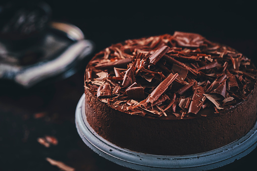 Chocolate Layer Cake with chocolate whipped cream and topping