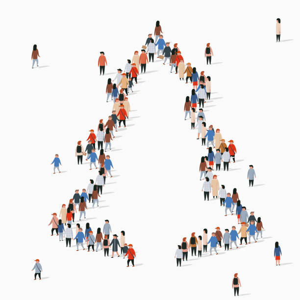 grupa ludzi w postaci choinki. - three dimensional shape people group of people team stock illustrations