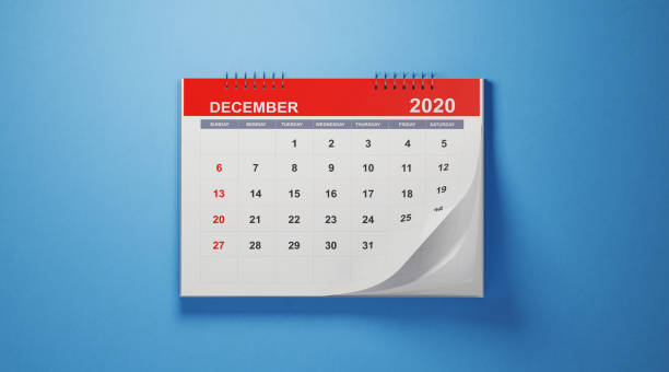 2020 December Calendar on Blue Background