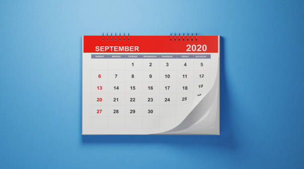 istock 2020 September Calendar on Blue Background 1191460981