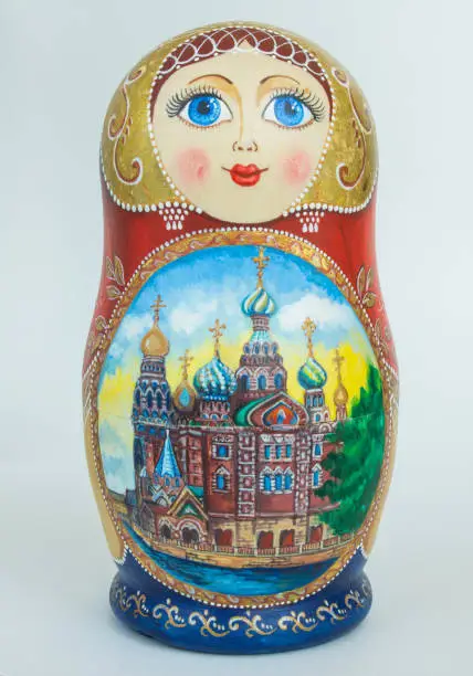 Photo of Russian matryoshka close up isolated