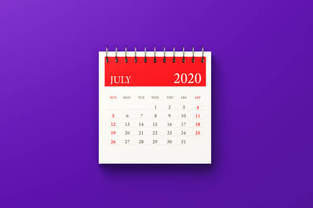 istock 2020 July Calendar on Purple Background 1191463544