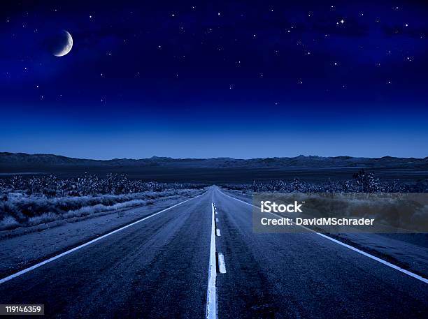 Moonlit Road Stock Photo - Download Image Now - Night, Road, Highway