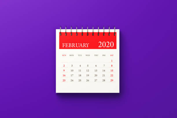 istock 2020 February Calendar on Purple Background 1191463879