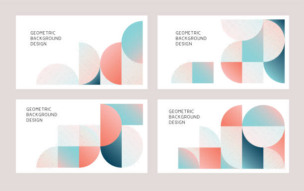 Modern geometric abstract backgrounds Set of semi-circle geometric templates for multiple purposes.
Fully editable vectors. simple abstract background stock illustrations
