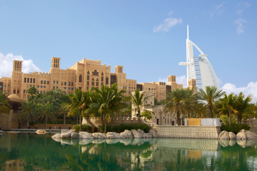Dubai, United Arab Emirates - November 18, 2021: Atlantis hotel on November 18, 2021 in Dubai, United Arab Emirates. Atlantis Palm, a luxury built on the artificial island of Jumeirah