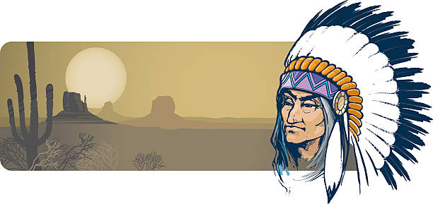 추장 - native american north american tribal culture tribal chief headdress stock illustrations